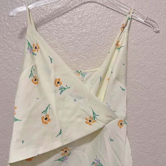 Urban Outfitters‎ Kelly Surplice Midi Yellow Floral Slip Dress Size Small - Picture 7 of 11